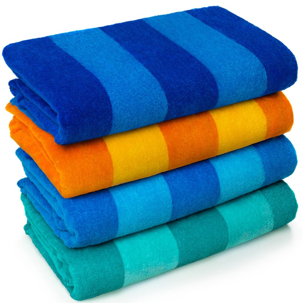 Wholesale Towels > 30x60 - Blue Cabana Stripe Full Terry Towels